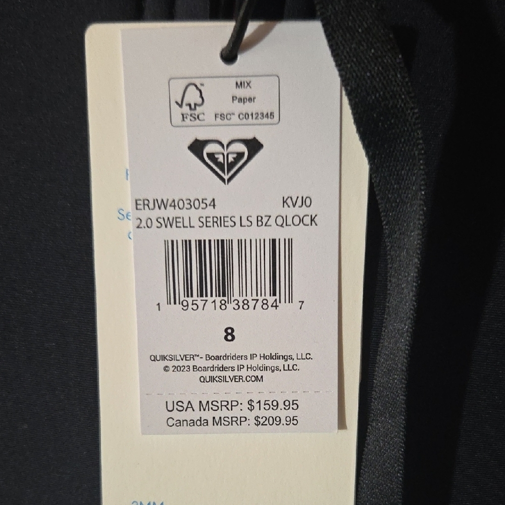 Roxy Floral Patterned Black Short Wetsuit NWT - Picture 4 of 5